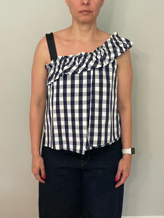 One by United Wood Tops - Tao Cropped Asymmetrical Ruffled Top